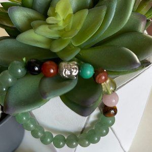 Bracelet Seven Chakra Stones with Green Jade Stone